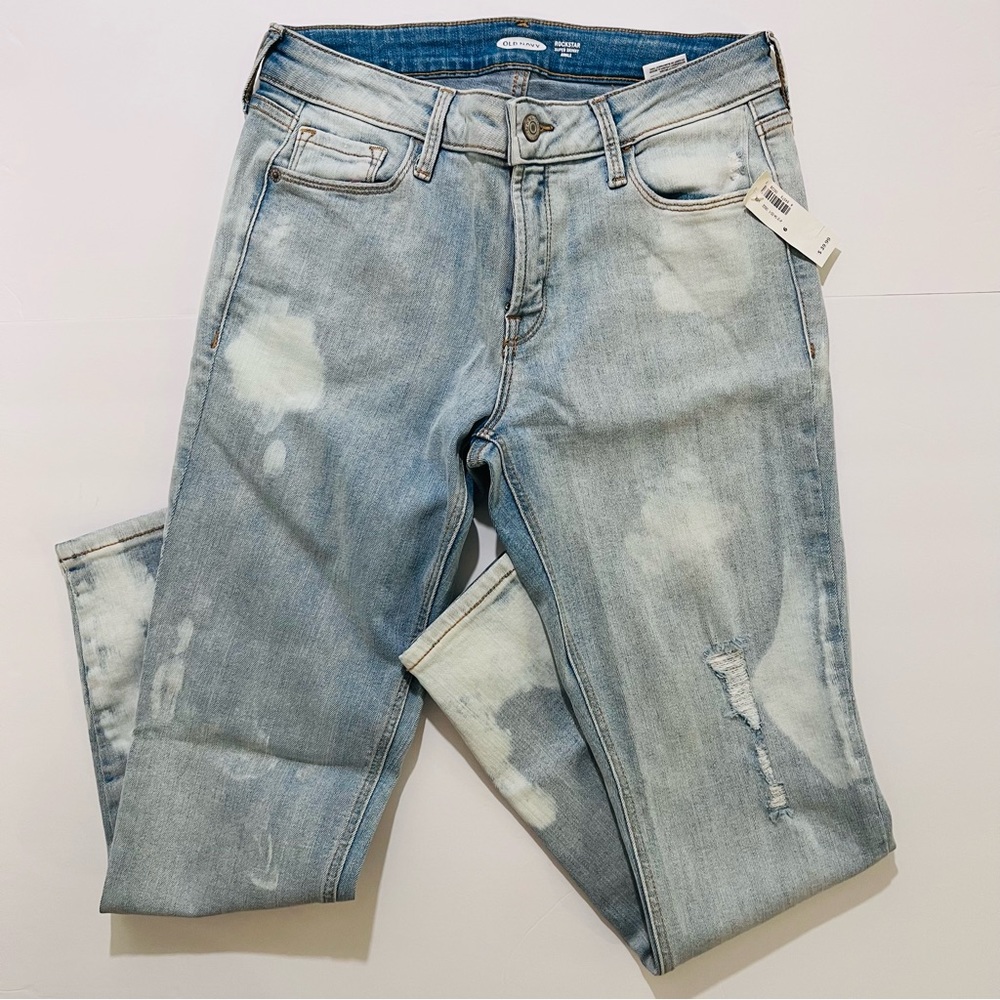 NWT Old Navy Rockstar Super Skinny Ankle Midrise Rock Bleach Nemo Size 06
